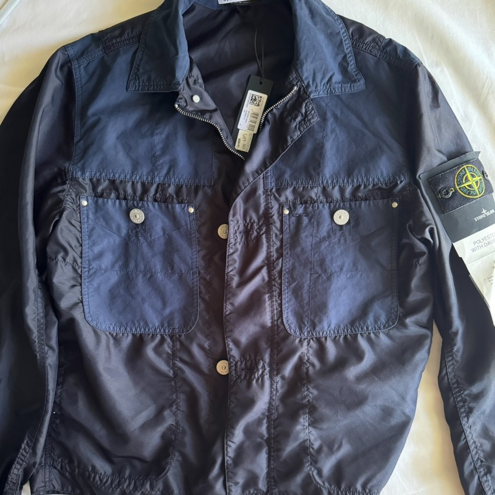 Stone Island Blue/Black TELA Technology Lightweight Jacket size M, Authentic,NWT